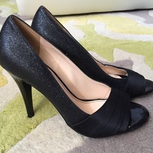 Marc Fisher Satin Glitter Peep Toe Heels